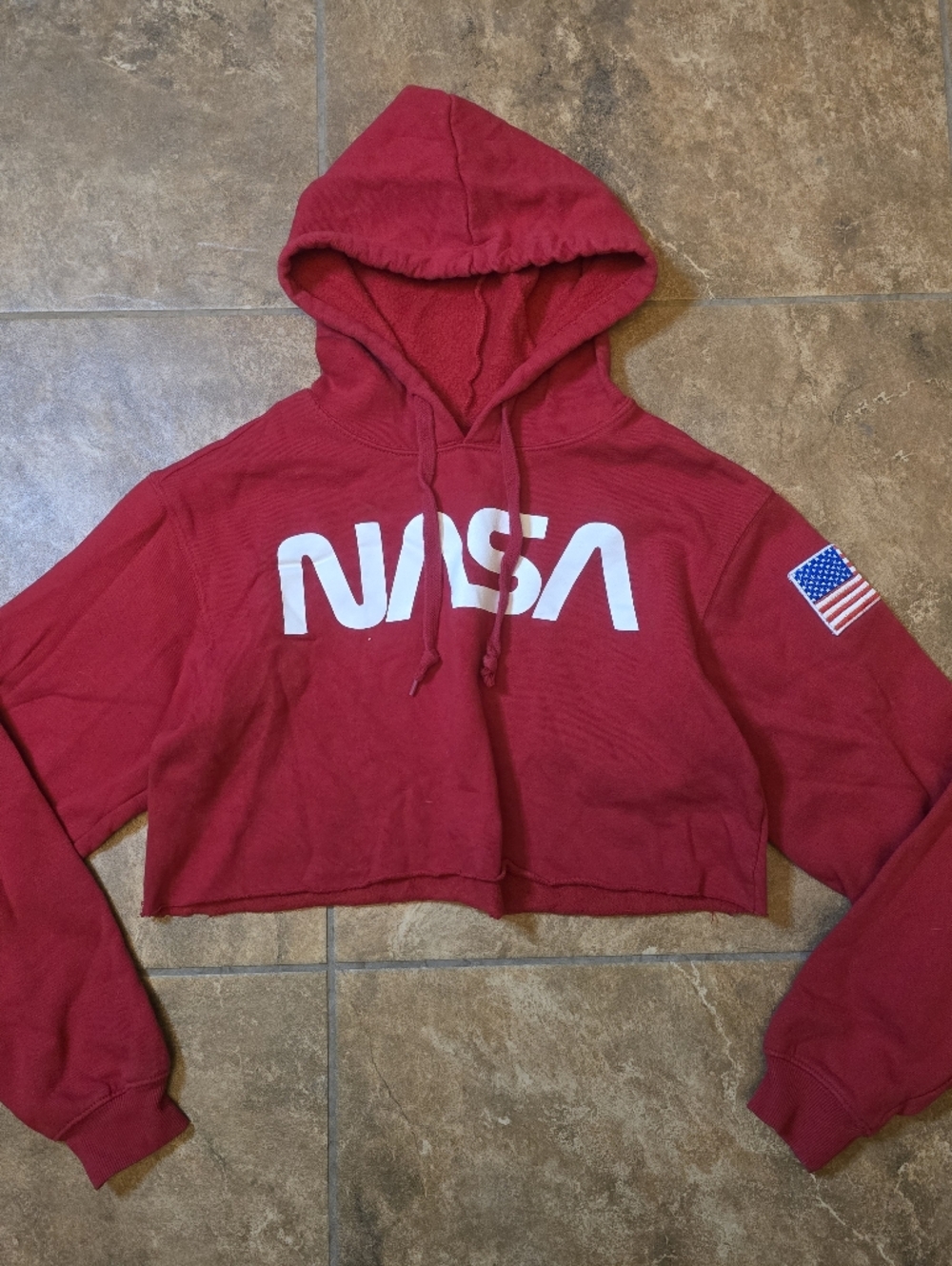 Red | NASA | Logo Cropped Hoodie